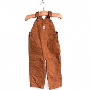 Carhartt Bib Overalls Toddler Size 2T Flannel Lined Brown Double Knee CLEAN
